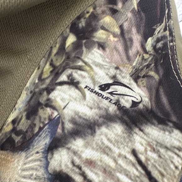 Fishouflage Men Size XL Redfish Allover Print Camo Polo Shirt - Picture 6 of 7